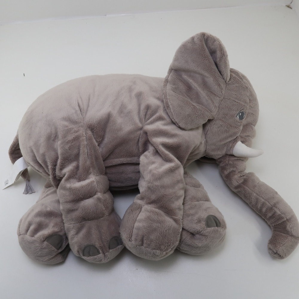 24" IKEA Big Plush Elephant Stuffed Animal Jungle Large Super Soft Gray Floppy - Picture 2 of 7